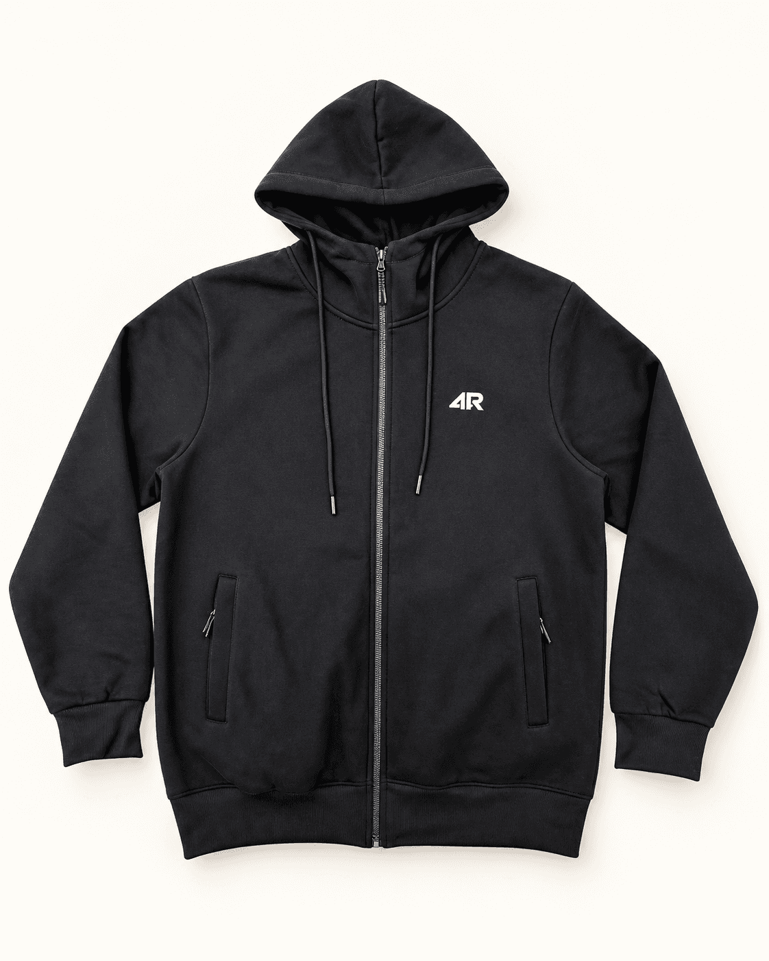 ITENO Big Size Zip Hoodie — M-130A — Front · Black